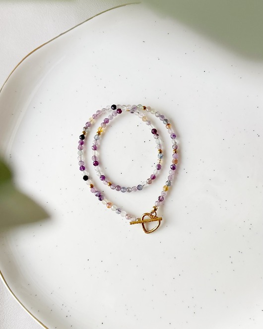 chokery Kolorowy Naszyjnik Choker z Fluorytem