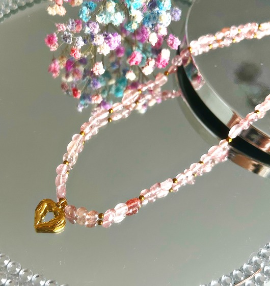 korale Naszyjnik z kamieni Naturalnych kwarc różowy amulet ochronny