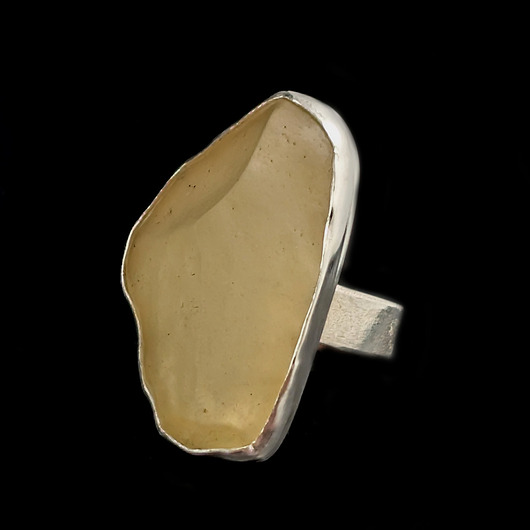 pierścionki srebrne Pierścionek surowe szkło libijskie