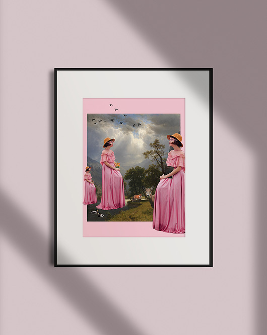 Kolaż,plakat ROMANTYCZNA DZIEWCZYNA Into collage