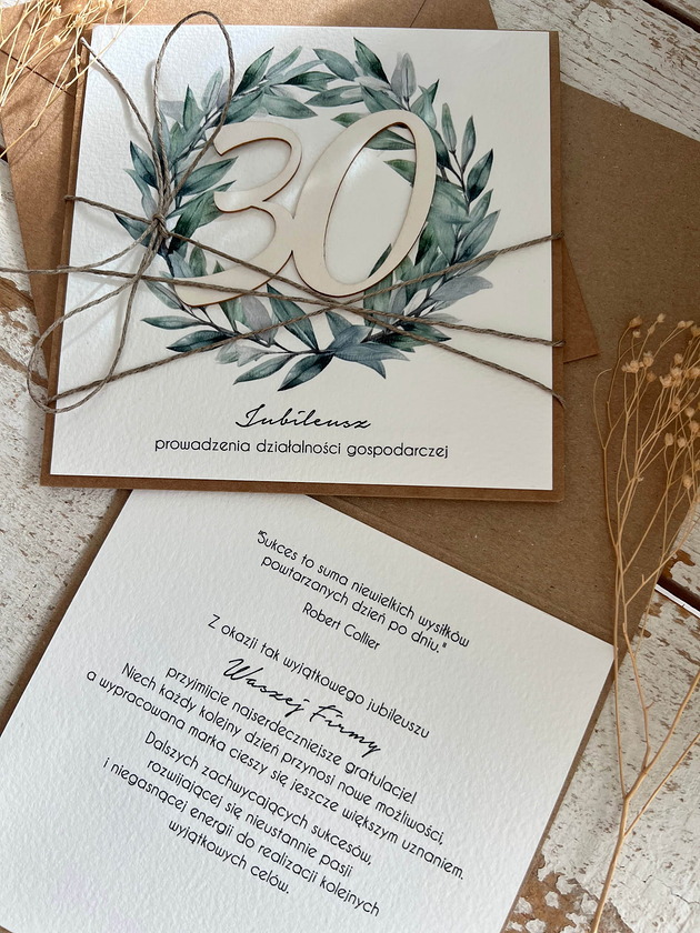 kartki scrapbooking Ręcznie robiona kartka na 30 jubileusz firmy  (30-lecie działalności)