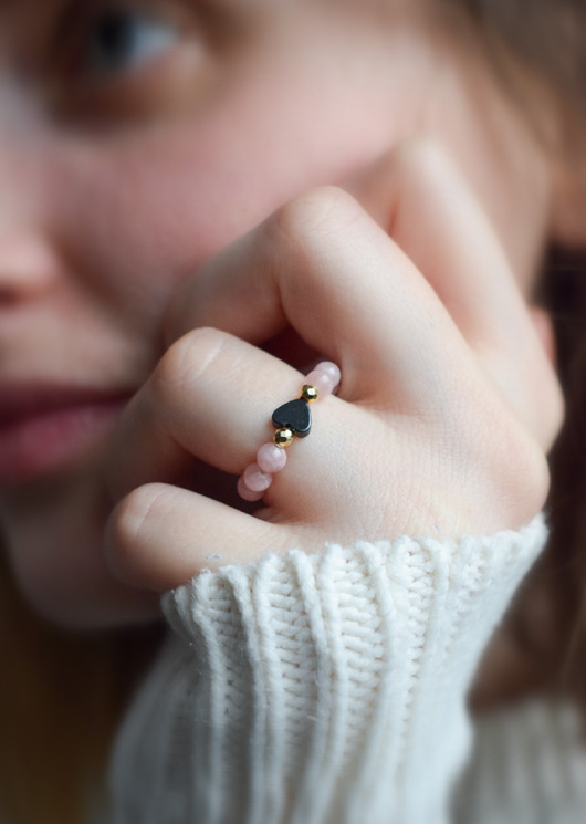Różowy pierścionek z sercem OTLA Jewelry