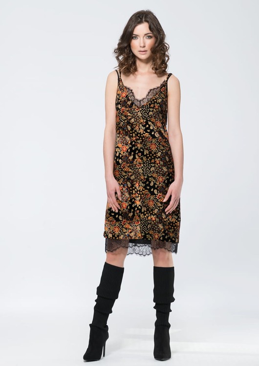 sukienki mini damskie Sukienka welurowa na ramiączkach