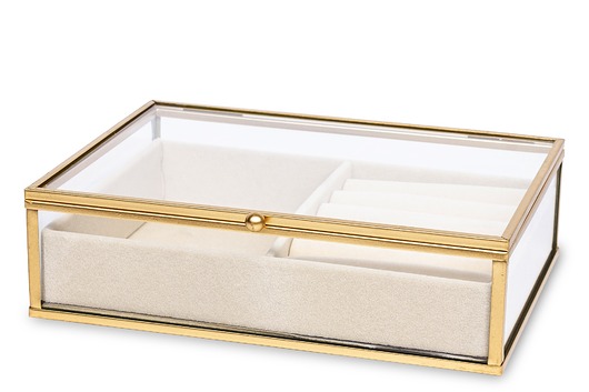 pojemniki na biżuterię Szkatułka na biżuterię szklana przeźroczysta 20x16x6 cm GIOIELLI